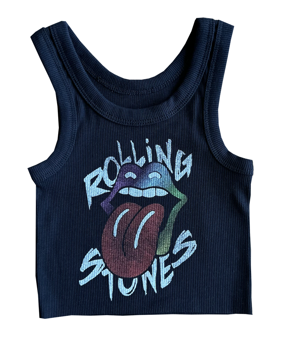 Good NEW girls size 4 ROWDY SPROUT - rolling stones not quite crop tee in black