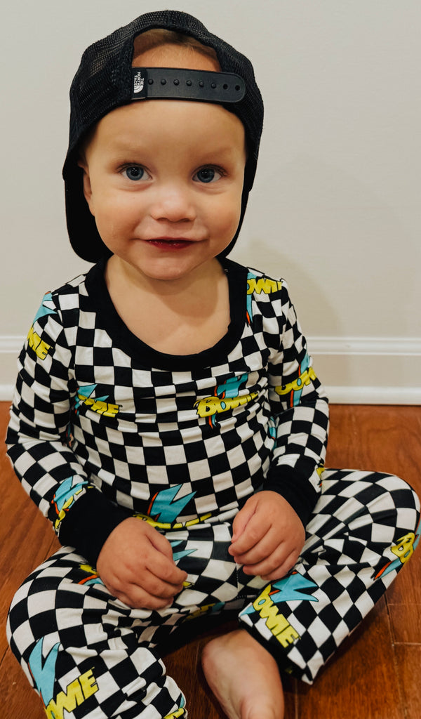 david bowie checkered kids thermal set