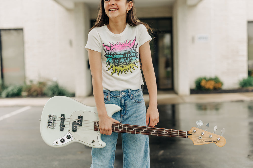 Girls Sublime Fitted Tee Band Logo Graphic White Cotton T-Shirt