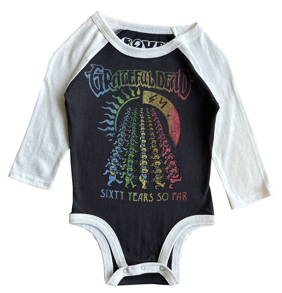 Children’s retro Grateful Dead raglan onesie