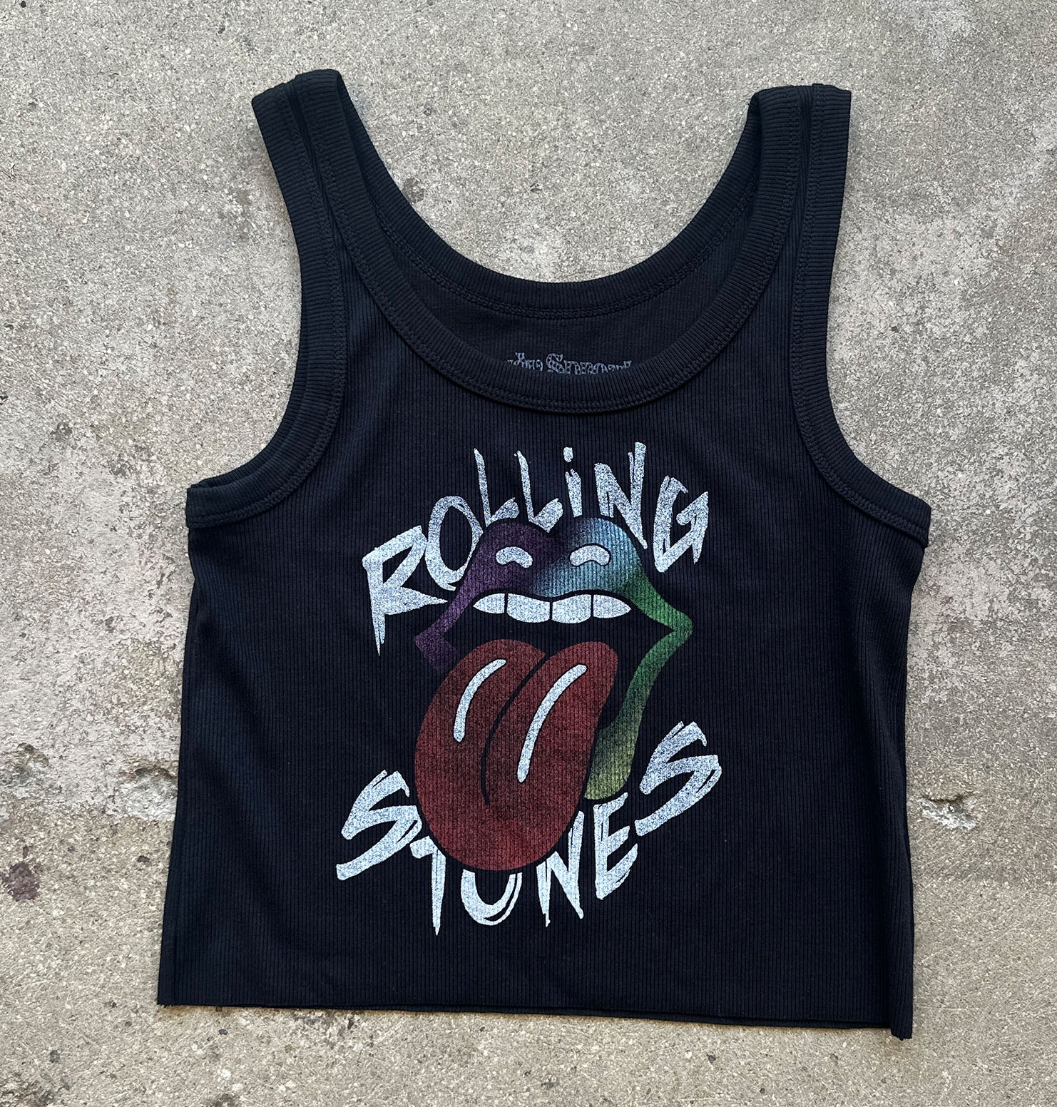 14Y - Rolling Stones Black Crop Tank Top – Rowdy Sprout